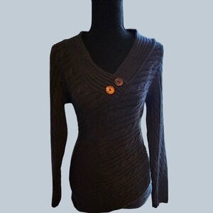 VENUS Women's Charcoal Cable Knit Sweater Sz Small